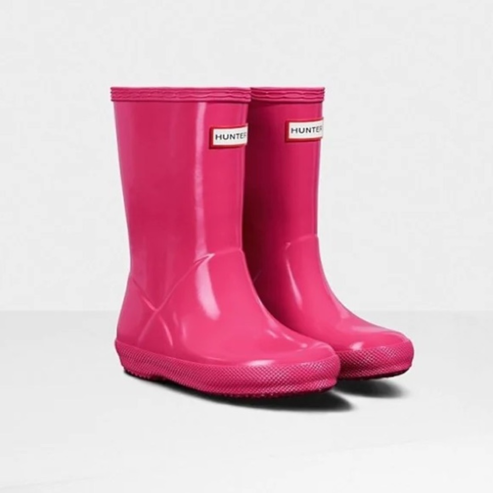 Hunter Kids’ First Gloss Rain Boots Bright Pink kids size UK 10/US GIRL 12